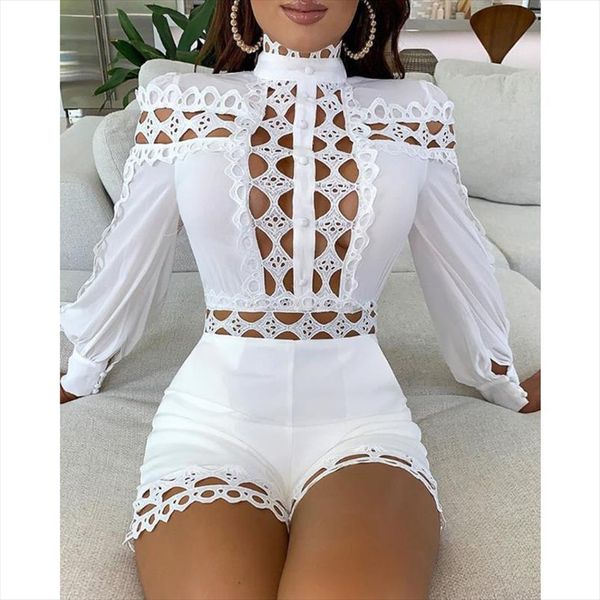 new fashion women jumpsuit stand collar lattice design hollow out romper drop shipping good quality, Black;white
new fashion women jumpsuit stand collar lattice design hollow out romper drop shipping good quality, Black;white