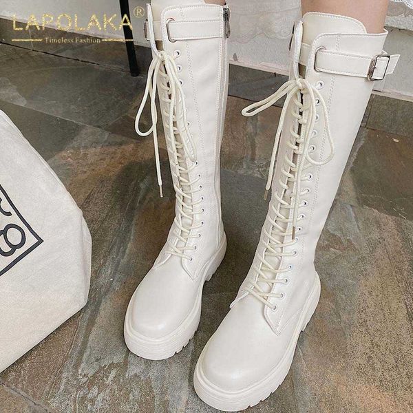 lapolaka new fashion motorcycles boots women shoes platform zipper comfortable square heels cross-tied knee high boots, Black
lapolaka new fashion motorcycles boots women shoes platform zipper comfortable square heels cross-tied knee high boots, Black