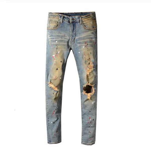2021 new men's male fashion painted holes ripped torn jeans vintage blue distressed stretch denim pants trousers 8llf
2021 new men's male fashion painted holes ripped torn jeans vintage blue distressed stretch denim pants trousers 8llf