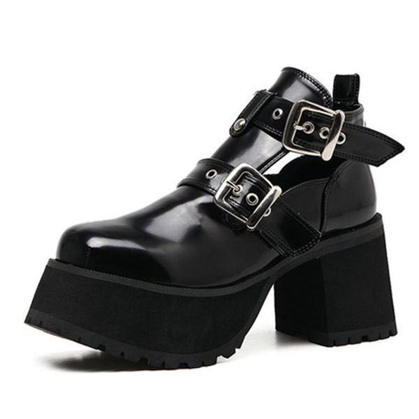 boots punk style women ankle patent leather platform boot buckles chunky high heel botas mujer hollow out short booties, Black
boots punk style women ankle patent leather platform boot buckles chunky high heel botas mujer hollow out short booties, Black