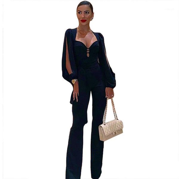 autumn and winter new cape v-neck hollow fake two solid color conjoined high waist pants women1, Black;white
autumn and winter new cape v-neck hollow fake two solid color conjoined high waist pants women1, Black;white