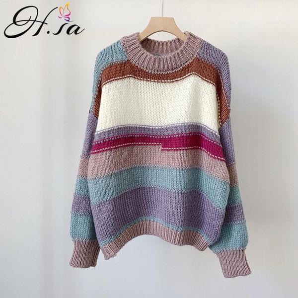 h.sa 2020 women sweater and pullovers casual striped oversized sweater jumpers warm thick pull femme chic korean jumper pullover1, White;black
h.sa 2020 women sweater and pullovers casual striped oversized sweater jumpers warm thick pull femme chic korean jumper pullover1, White;black