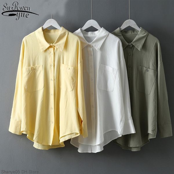 women casual plus size loose cotton women blouse autumn solid button cardigan long shirts long sleeve blusas mujer 10109 y200828, White
women casual plus size loose cotton women blouse autumn solid button cardigan long shirts long sleeve blusas mujer 10109 y200828, White