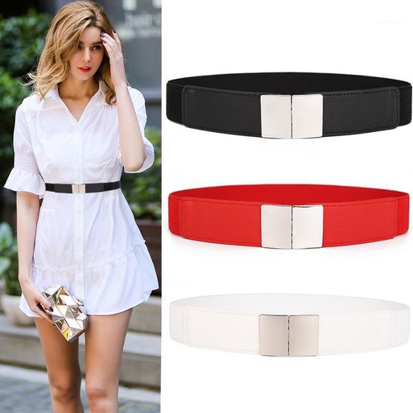 belts women wide belt elastic cummerbunds stretch cinch waistband lady cummerband girls silver buckle waistbands for dress wedding1, Black;brown 
belts women wide belt elastic cummerbunds stretch cinch waistband lady cummerband girls silver buckle waistbands for dress wedding1, Black;brown
