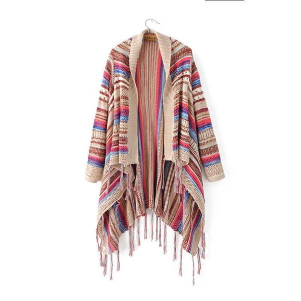 2020 vintage ethnic style irregular hem sweaters cardigan women colorful tassel knitting shawl sweater outwear loose knitwear, White;black
2020 vintage ethnic style irregular hem sweaters cardigan women colorful tassel knitting shawl sweater outwear loose knitwear, White;black