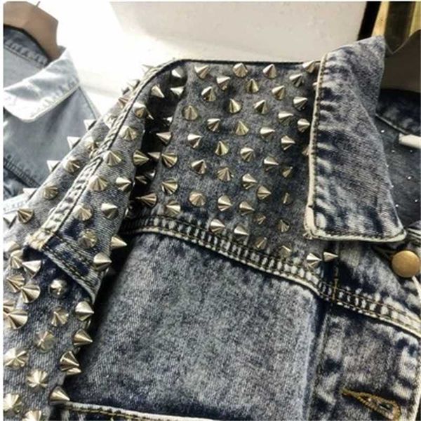 spring new korean hand nailed drill women's loose bf style retro denim jacket zipper, Black;brown
spring new korean hand nailed drill women's loose bf style retro denim jacket zipper, Black;brown