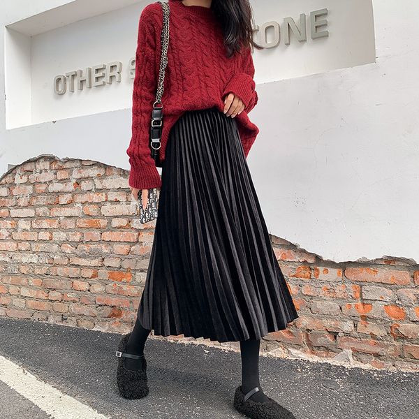 2021 new autumn winter skirt of velvet thin balance skirts plied metal to line high waist medium length isz3, Black
2021 new autumn winter skirt of velvet thin balance skirts plied metal to line high waist medium length isz3, Black