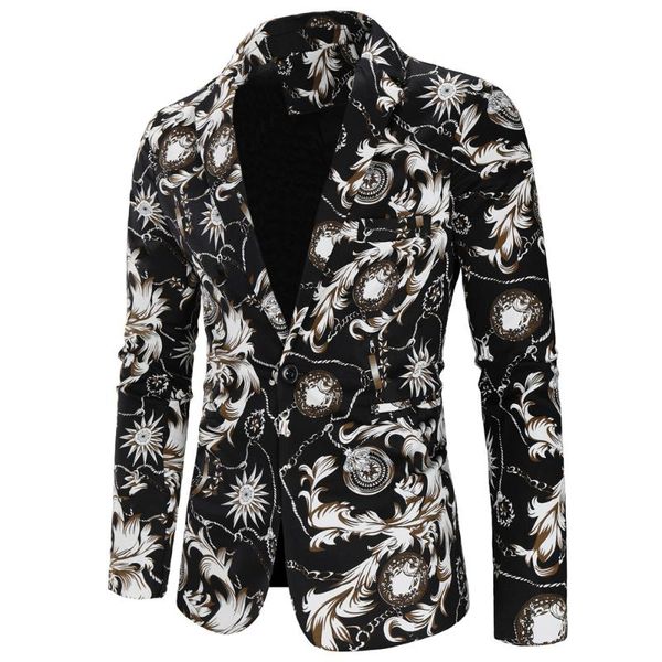 male suit blazer printed men slim jacket vintage suits fashion luxury formal wedding dress stage costumes for singers, White;black
male suit blazer printed men slim jacket vintage suits fashion luxury formal wedding dress stage costumes for singers, White;black