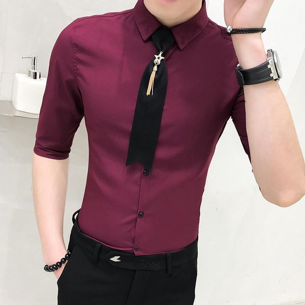 men's casual shirts gzdeerax solid color mens with tie half sleeve dress fashion slim fit summer man, White;black
men's casual shirts gzdeerax solid color mens with tie half sleeve dress fashion slim fit summer man, White;black