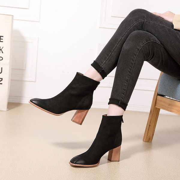2020 vallu winter shoes genuine leather lady boots handmade square toe high heel shoes thick heel ankle boots1, Black
2020 vallu winter shoes genuine leather lady boots handmade square toe high heel shoes thick heel ankle boots1, Black