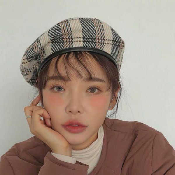 &dolphin women british vintage grid beret japanese plaid autumn woolen leather edging knitting artist cap painter beanie hat, Blue;gray
&dolphin women british vintage grid beret japanese plaid autumn woolen leather edging knitting artist cap painter beanie hat, Blue;gray