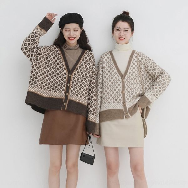 syij6 knitted cardigan jacket women's sweater 2020 sweaterdiamond diamond new autumn winter ncnjl sweater lattice loose languid, White;black
syij6 knitted cardigan jacket women's sweater 2020 sweaterdiamond diamond new autumn winter ncnjl sweater lattice loose languid, White;black