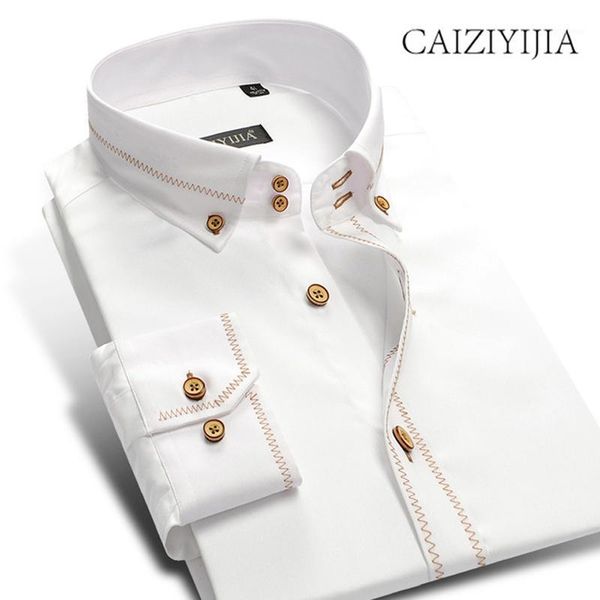 caiziyijia wedding dress shirt white long sleeve mens shirt 100% cotton camisa masculina brand clothing casual1, White;black
caiziyijia wedding dress shirt white long sleeve mens shirt 100% cotton camisa masculina brand clothing casual1, White;black