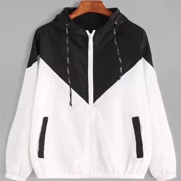 new women's basic hooded jacket patchwork long sleeve clothing multicolor autumn coat female casual windbreaker size, Black;brown
new women's basic hooded jacket patchwork long sleeve clothing multicolor autumn coat female casual windbreaker size, Black;brown