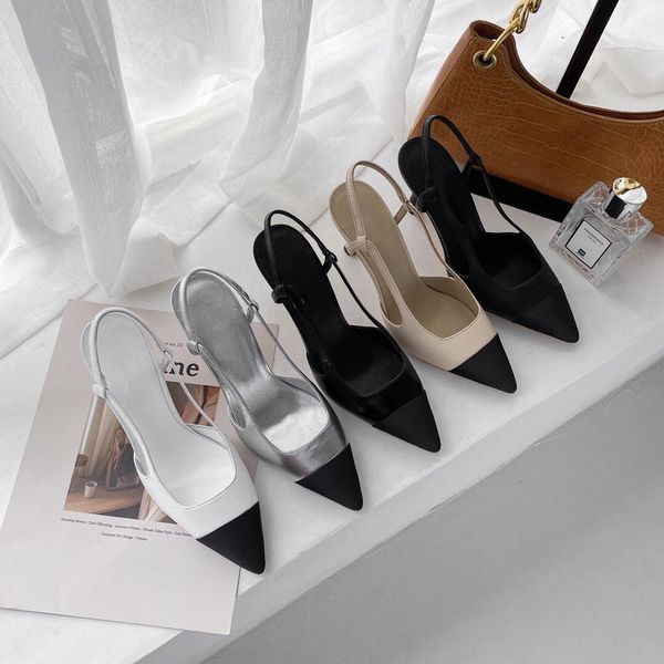 women sandals pionted toe slingback ankle strap high heels genuine leather patchwork quality summer shoes classic office shoes 0928, Black
women sandals pionted toe slingback ankle strap high heels genuine leather patchwork quality summer shoes classic office shoes 0928, Black