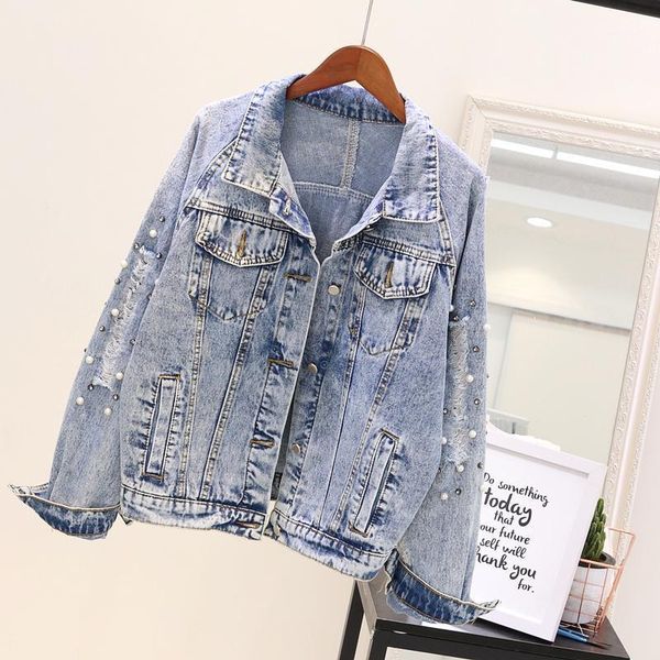vintage denim jacket womans 2020 fall holes diamonds beads jean jackets outwear female students casual loose jeans coat feminino1, Black;brown
vintage denim jacket womans 2020 fall holes diamonds beads jean jackets outwear female students casual loose jeans coat feminino1, Black;brown