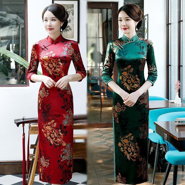 new spring ladies velour cheongsam chinese style mandarin collar long dress womens qipao slim party dresses vestido s-5xl1, Black;gray
new spring ladies velour cheongsam chinese style mandarin collar long dress womens qipao slim party dresses vestido s-5xl1, Black;gray