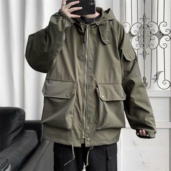 autumn hooded jacket men's fashion retro multi-pocket tooling jackets mens streetwear wild loose hip-hop bomber jacket men m-2xl, Black;brown 
autumn hooded jacket men's fashion retro multi-pocket tooling jackets mens streetwear wild loose hip-hop bomber jacket men m-2xl, Black;brown