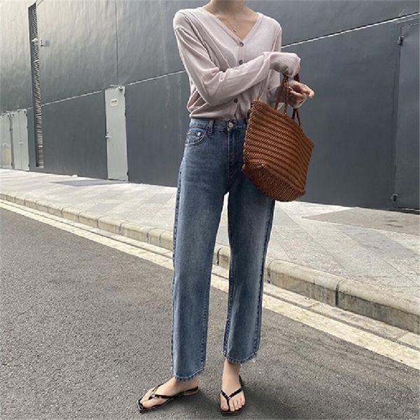 women's jeans pants denim casual solid color high waist straight jeans 201223, Blue 
women's jeans pants denim casual solid color high waist straight jeans 201223, Blue