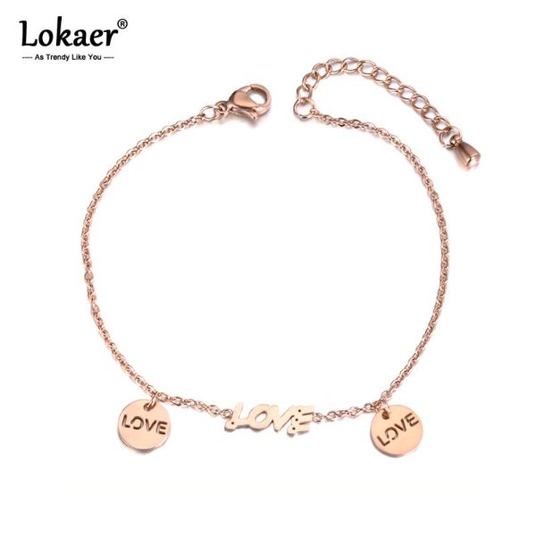 charm bracelets lokaer trendy love letter for girls rose gold stainless steel chain & link strand women jewelry b19038, Golden;silver
charm bracelets lokaer trendy love letter for girls rose gold stainless steel chain & link strand women jewelry b19038, Golden;silver