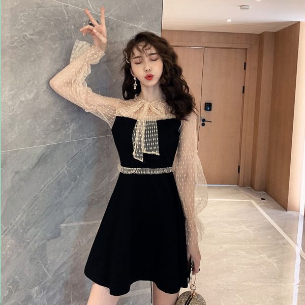 autumn and winter 2020 sweet high waist french style slim super fairy korean stitching lantern sleeve for dress women's dresslantern wo, Black;gray
autumn and winter 2020 sweet high waist french style slim super fairy korean stitching lantern sleeve for dress women's dresslantern wo, Black;gray