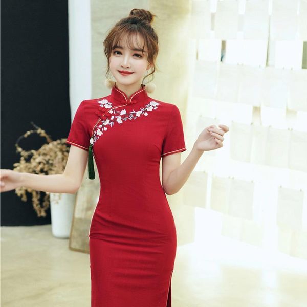 embroidered chinese dress plum retro soft cotton cheongsam elegant chinese chipao women traditional clothing qipao1, Red
embroidered chinese dress plum retro soft cotton cheongsam elegant chinese chipao women traditional clothing qipao1, Red
