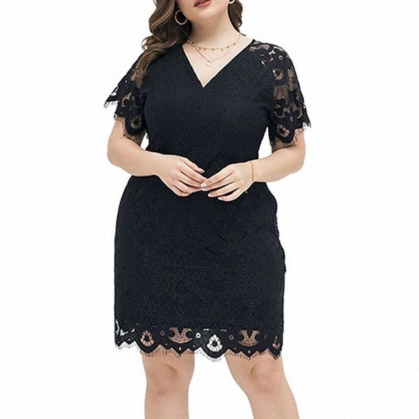 women's plus size sheath dress solid color v neck lace short sleeve fall summer work casual prom dress short mini dress party daily / p, Black
women's plus size sheath dress solid color v neck lace short sleeve fall summer work casual prom dress short mini dress party daily / p, Black