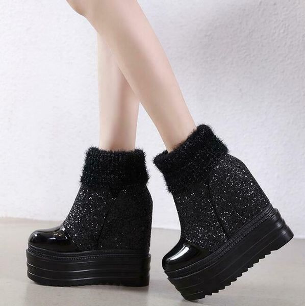 женские блестки смешанные вязаные лодыжки носки boots round toe высокая платформа, Black
женские блестки смешанные вязаные лодыжки носки boots round toe высокая платформа, Black