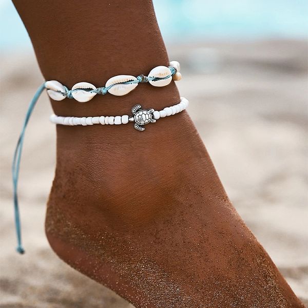 beach style woven shell string rice beads anklets tortoise set 2 foot accessories women's foot chain, Red;blue
beach style woven shell string rice beads anklets tortoise set 2 foot accessories women's foot chain, Red;blue