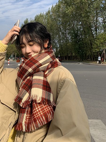 red plaid scarves for women autumn and winter british style students thickened korean version versatile lovers girl bib man, Blue;gray
red plaid scarves for women autumn and winter british style students thickened korean version versatile lovers girl bib man, Blue;gray