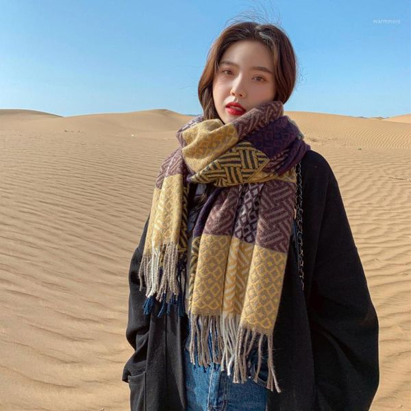 new double-sided plaid scarf korean version autumn winter thickened warmth cashmere travel shawl dual-use ladies bib bufanda1, Blue;gray
new double-sided plaid scarf korean version autumn winter thickened warmth cashmere travel shawl dual-use ladies bib bufanda1, Blue;gray