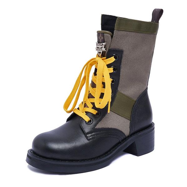 boots women's leather first layer cowhide thick heel canvas women british style mid-tube short boot, Black
boots women's leather first layer cowhide thick heel canvas women british style mid-tube short boot, Black