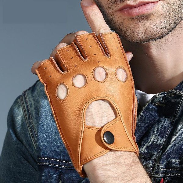 men deerskin genuine leather gloves half finger black yellow anti-skid leather driving gloves tactical outdoor sports agc004 201020, Blue;gray
men deerskin genuine leather gloves half finger black yellow anti-skid leather driving gloves tactical outdoor sports agc004 201020, Blue;gray