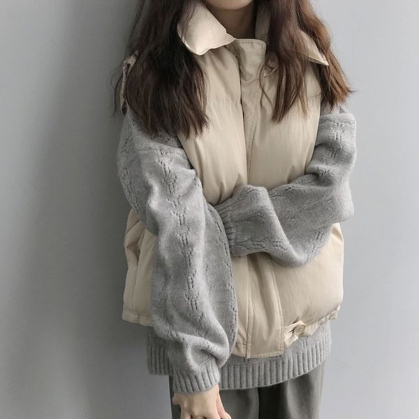 sleeveless vest women winter keep warm puffer jacket solid stand collar harajuku outwear loose fashion padded vest korean style, Black;brown
sleeveless vest women winter keep warm puffer jacket solid stand collar harajuku outwear loose fashion padded vest korean style, Black;brown