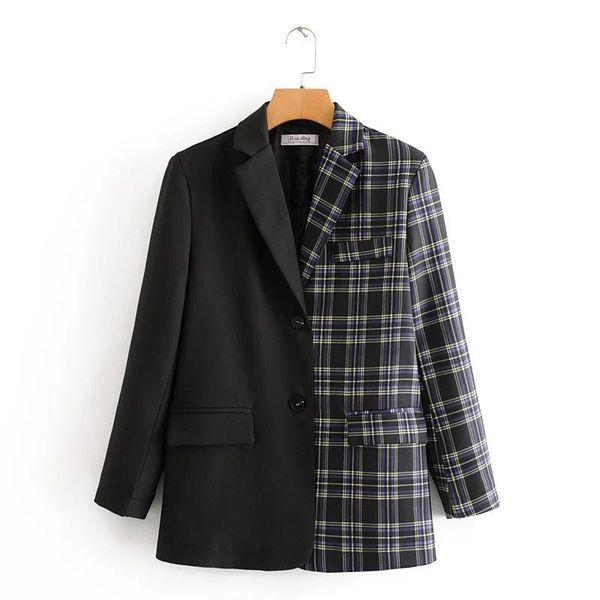 black patchwork plaid blazers women vintage single breasted chic suits 2021 new spring autumn fashion casual long sleeve blazer, White;black
black patchwork plaid blazers women vintage single breasted chic suits 2021 new spring autumn fashion casual long sleeve blazer, White;black