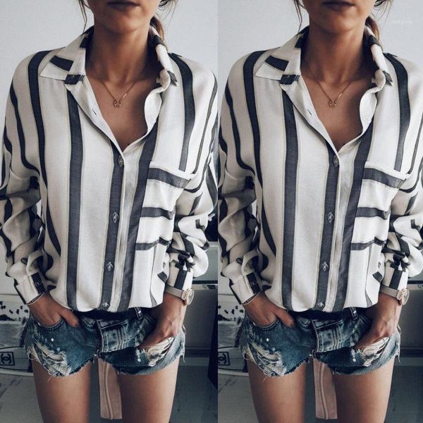 women regular sleeve striped long sleeve long blouse ladies striped casual sleeves shirt four size1, White
women regular sleeve striped long sleeve long blouse ladies striped casual sleeves shirt four size1, White