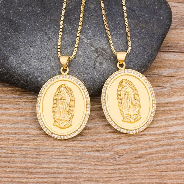 2021 new arrival gold color copper cz virgin mary necklaces for women men crystal necklace charm chain christian jewelry gifts, Silver 
2021 new arrival gold color copper cz virgin mary necklaces for women men crystal necklace charm chain christian jewelry gifts, Silver