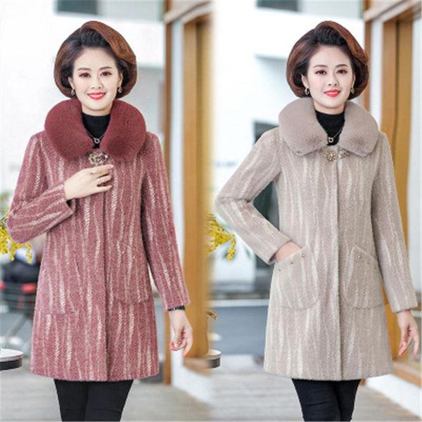 women's wool & blends faux ferret woolen jacket women 2021 winter fashion loose middle-aged and elderly fur collar long-sleeved coat tr, Black
women's wool & blends faux ferret woolen jacket women 2021 winter fashion loose middle-aged and elderly fur collar long-sleeved coat tr, Black