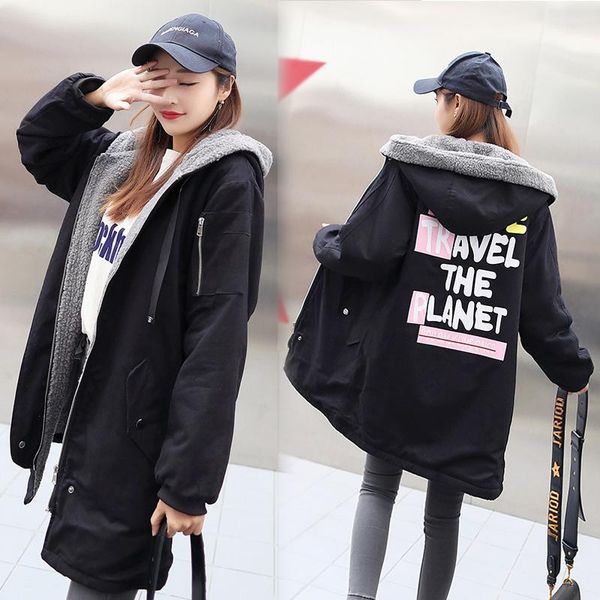 women long large size 3xl windbreaker high school students plus velvet thick windbreaker black green warm women's, Tan;black
women long large size 3xl windbreaker high school students plus velvet thick windbreaker black green warm women's, Tan;black