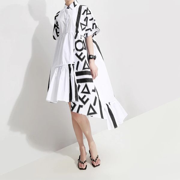 women back long pattern printed big size dress new lapel short sleeve loose fit fashion spring summer 2021, White
women back long pattern printed big size dress new lapel short sleeve loose fit fashion spring summer 2021, White