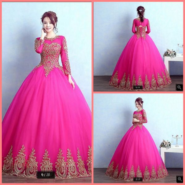 vestido de festa 2021 fuchsia ball gown prom dress gold lace appliques princess long sleeve prom dresses sweet 16 party dresses sale, Black
vestido de festa 2021 fuchsia ball gown prom dress gold lace appliques princess long sleeve prom dresses sweet 16 party dresses sale, Black