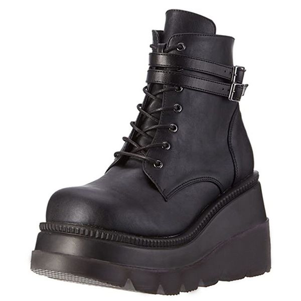 winter non-slip lace up buckle pu leather shoes plus size martin mujer goth ankle boots for women 201022, Black
winter non-slip lace up buckle pu leather shoes plus size martin mujer goth ankle boots for women 201022, Black