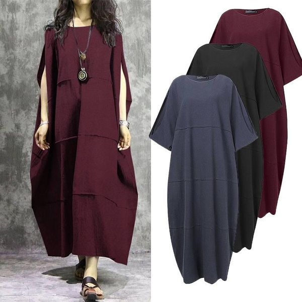women's summer sundress zanzea 2020 kaftan baggy maxi dress casual shorts sleeve tunic vesitdos female cotton robe plus size, Black;gray
women's summer sundress zanzea 2020 kaftan baggy maxi dress casual shorts sleeve tunic vesitdos female cotton robe plus size, Black;gray