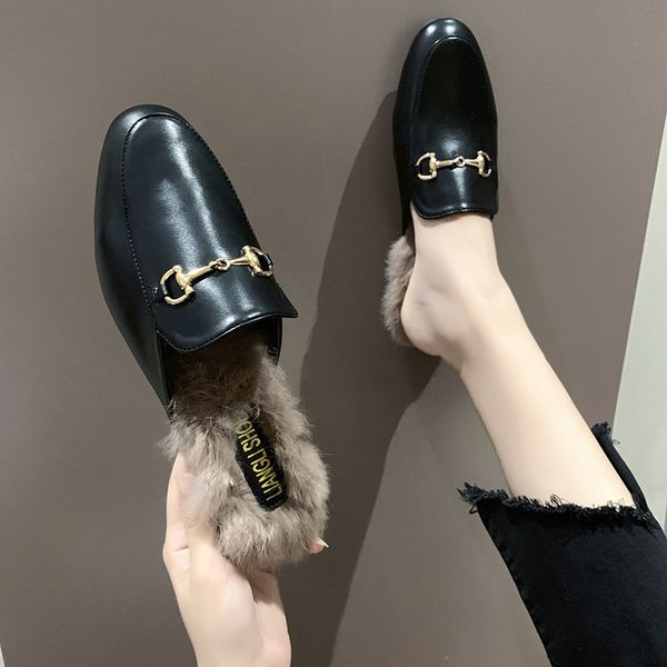 out buckle band fur slippers young girls leather cozy slip on mules loafer slides women all-match winter fur shoes zapatos mujer x1020, Black
out buckle band fur slippers young girls leather cozy slip on mules loafer slides women all-match winter fur shoes zapatos mujer x1020, Black