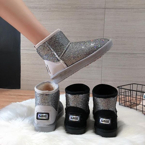 women's shoes snow boots 2020 winter new warm fashion plus velvet sequined cloth flat ankle boots, Black
women's shoes snow boots 2020 winter new warm fashion plus velvet sequined cloth flat ankle boots, Black