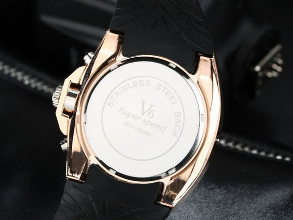 men's watch black busins watch v6 silicone strap quartz watch, Slivery;brown
men's watch black busins watch v6 silicone strap quartz watch, Slivery;brown