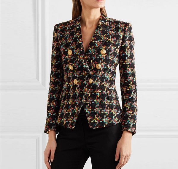 original suit women's double-breasted metal buckle blazer houndstooth tweed slim jacket outwear double breasted blazer, White;black
original suit women's double-breasted metal buckle blazer houndstooth tweed slim jacket outwear double breasted blazer, White;black