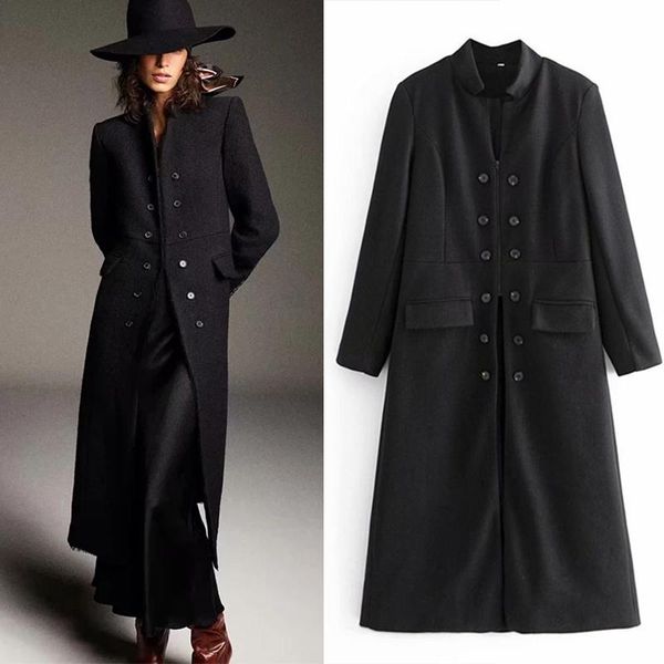 women's wool & blends women winter vintage solid woolen coat double breasted long thicken warm cashmere jacket with belt blazer female, Black
women's wool & blends women winter vintage solid woolen coat double breasted long thicken warm cashmere jacket with belt blazer female, Black