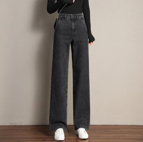 women's new casual loose wide legjeans spring autumn high waist was thin denim trousers female plus size s265, Blue
women's new casual loose wide legjeans spring autumn high waist was thin denim trousers female plus size s265, Blue