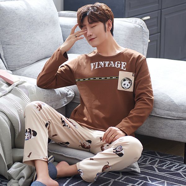 bzel brand mens cartoon sleepwear long sleeve cotton pyjamas o-neck casual home clothing nightwear +pants underwear /set lj201113, Black;brown
bzel brand mens cartoon sleepwear long sleeve cotton pyjamas o-neck casual home clothing nightwear +pants underwear /set lj201113, Black;brown